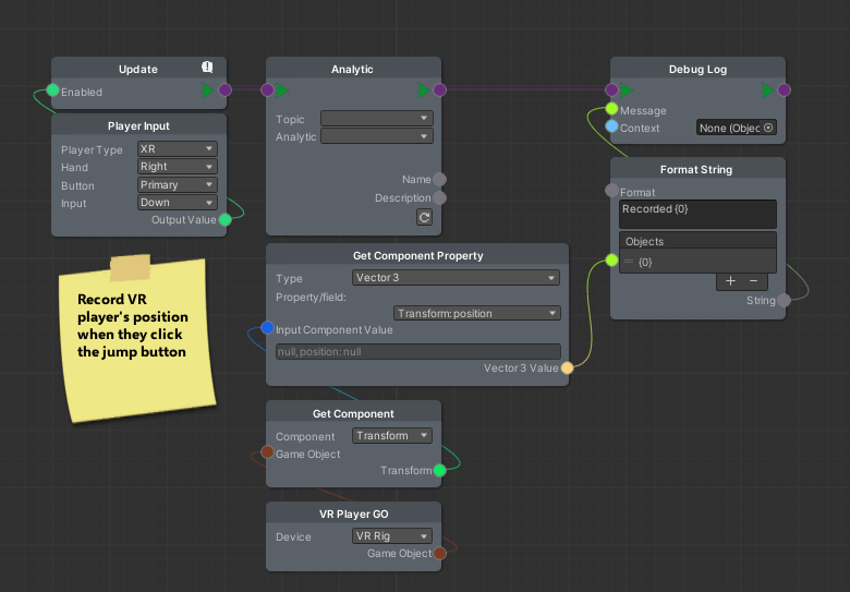 Flow, our visual scripting language, could be used by creators to add rich interactivity to their content. I contributed to the development of dozens of nodes.